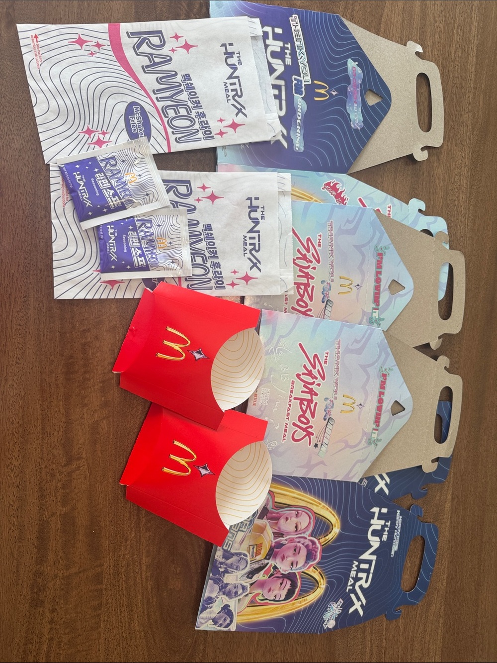 McDonald's KPop Demon Hunters Huntrix Boxes Red Fries Holders Fry Seasoning